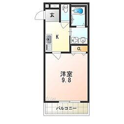 フジパレス我孫子西1番館 1Kの間取図画像