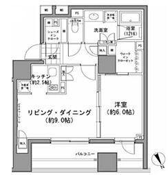 パークハビオ八丁堀 11階1LDKの間取り