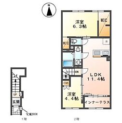 仮)相模原市南区アパート新築工事 2LDKの間取図画像