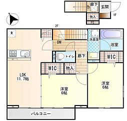 ファミール鴨居 2LDKの間取図画像