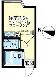 ユナイト浅田アールグレイの杜 ワンルームの間取図画像