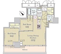パークアクシス御茶ノ水 2LDKの間取図画像