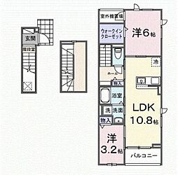 カーサアリアーテII 3階2LDKの間取り