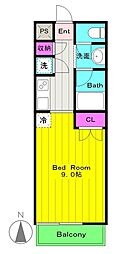 エトワールアサオ 1Kの間取図画像
