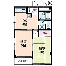 プロヴィデンス秀洋 3階2DKの間取り