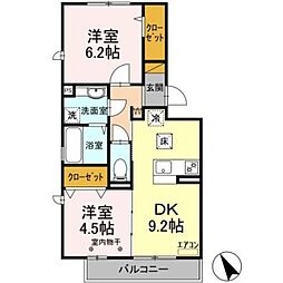 パインヒルズ胡録台 2DKの間取図画像