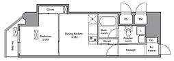 RESIDIAIRIYA 1DKの間取図画像