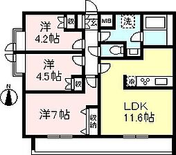 悠々スクアール相模大野 3LDKの間取図画像