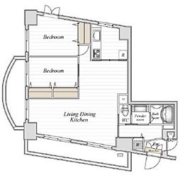 コロネード春日 8階2LDKの間取り