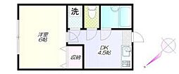 ニューウィング中目黒 1DKの間取図画像