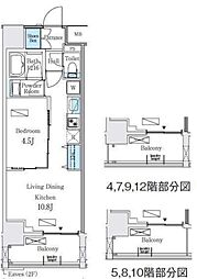 プライマル上野・稲荷町 1LDKの間取図画像