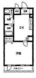 Y.Sセブンハイム 1DKの間取図画像