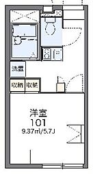 レオパレスシャトルK 1Kの間取図画像