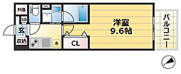 ヘスティア神戸 1Kの間取図画像