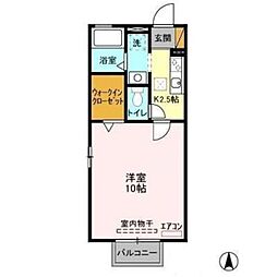 クレアール 1Kの間取図画像