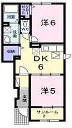 メイプルヴィラ 2DKの間取図画像