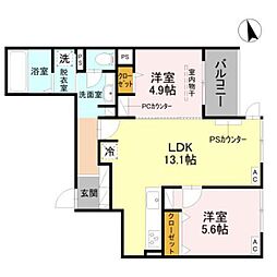 シュトラール鳳 2LDKの間取図画像