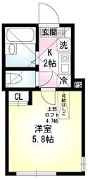 メープルコート 1Kの間取図画像
