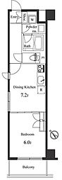 プライマル小石川 1DKの間取図画像