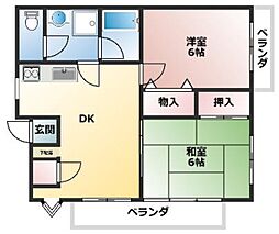 スターオリンピア 3階2DKの間取り