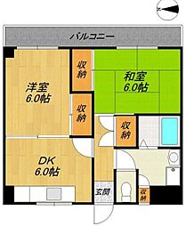 エクセレントベル 2DKの間取図画像