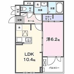 フォンテーヌIII 1LDKの間取図画像
