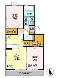 メゾンドシャルマン 2LDKの間取図画像