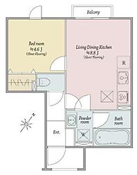 Kukkula kuriya2号棟 1LDKの間取図画像