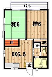コーポラス羽沢 2DKの間取図画像