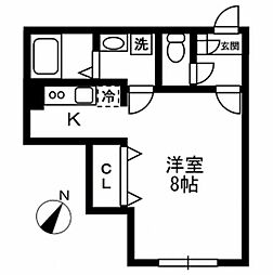 ザ・パーククロス千歳烏山 3階ワンルームの間取り
