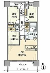 ザ・パークハウス茅ヶ崎 3LDKの間取図画像