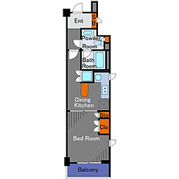 サージュ赤坂 4階1DKの間取り