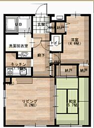 コスモ東大宮 2LDKの間取図画像