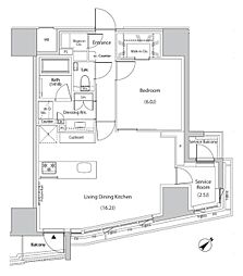 ザ・パークハビオ市ヶ谷ウエスト 1SLDKの間取図画像