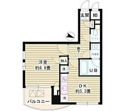 シュロスK・Y北品川 1DKの間取図画像