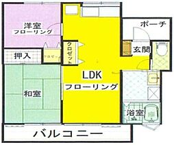 パーシモン2（上麻生7−17） 2階2LDKの間取り