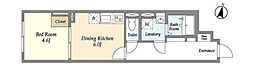 COMFORIA本駒込一丁目 1DKの間取図画像
