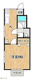 リバーサイド・ウイング 1Kの間取図画像