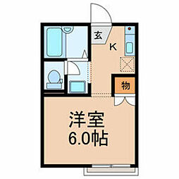 エリール中山 1Kの間取図画像