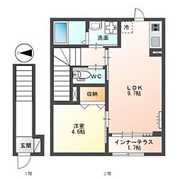 生野区巽西3丁目アパート新築工事 1LDKの間取図画像