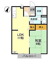 ハイツわたなべ 1LDKの間取図画像