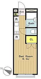 グリーンヒルズK 1Kの間取図画像