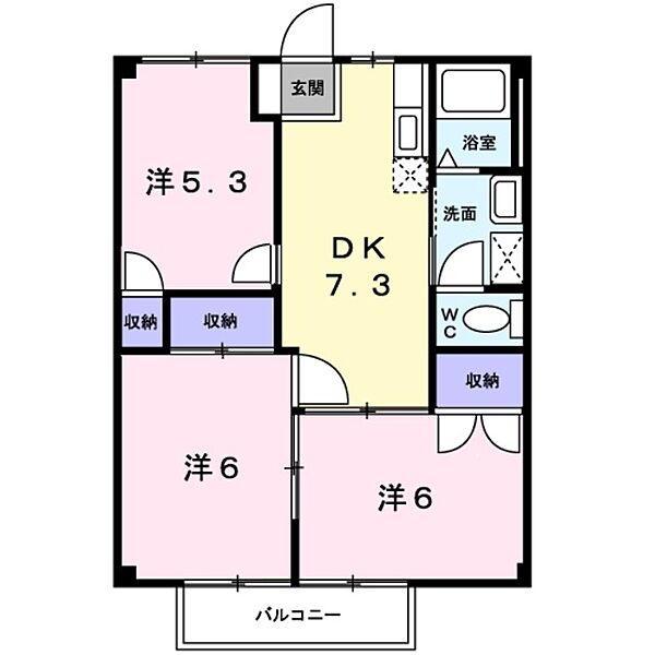 シーサイドナガイI ｜大阪府阪南市箱作(賃貸アパート3DK・2階・52.10㎡)の写真 その2