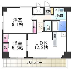 サザンクレスト堺東 2LDKの間取図画像