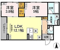 セレスティア南花畑V 2LDKの間取図画像