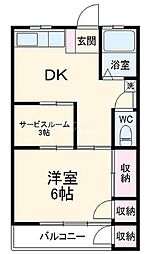 メッサージュ栗木 1SDKの間取図画像