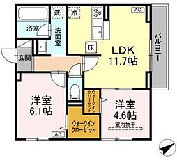 川崎市多摩区生田1丁目アパート 2LDKの間取図画像