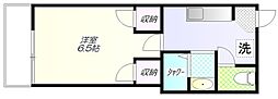 ヨコミゾハイムB 1Kの間取図画像