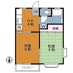 スリードーマ秋津 1階2DKの間取り