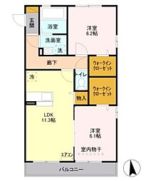 サニーコート日吉 2LDKの間取図画像